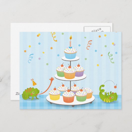 Chamäleongeburtstag Postkarte (Vorne/Hinten)