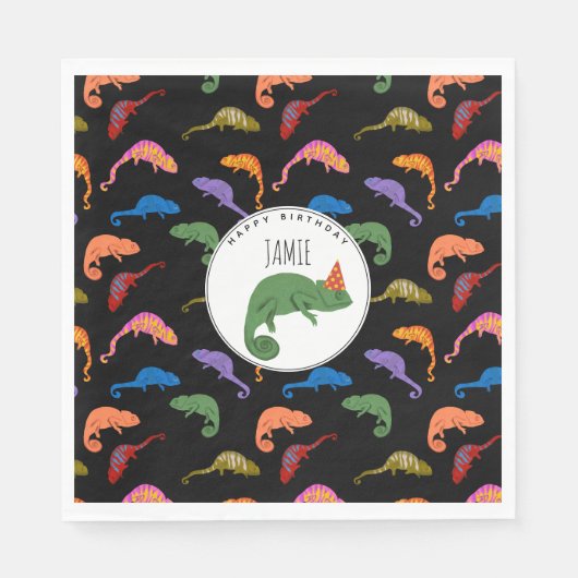 Chamäleons Farbige Reptilien Eidechsen Kinder Gebu Serviette (Vorderseite)