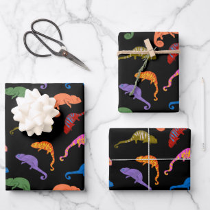Chamäleons Farbige Reptilien Eidechsen Kinder  Geschenkpapier Set