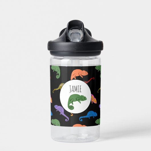 Chamäleons Reptilien Echsen Kinder Name Schule Trinkflasche (Vorne)