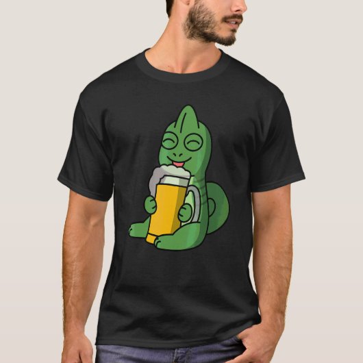 Chamäleons trinken Bier Haustier T-Shirt (Vorderseite)