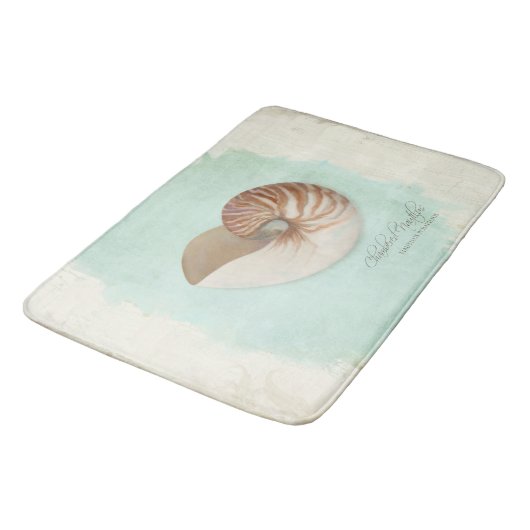 Chambered Nautilus Muschel Ocean Seashore Beach Badematte (Schrägansicht)