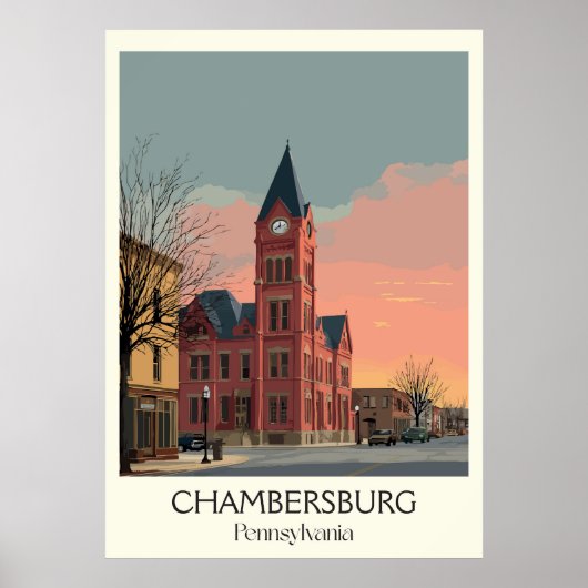 Chambersburg PA Vintag Historisches Gebäude Kunst Poster (Vorne)