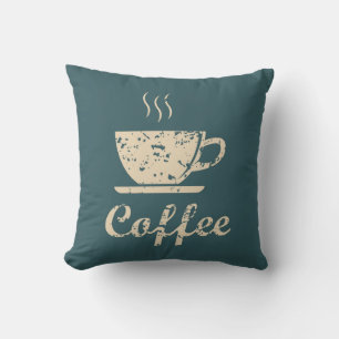 Chambray Blue Coffee Decorative Pillow Kissen