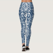 Chambray Blue Damask Frauen Leggings (Rückseite)