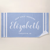 Chambray Blue Girls Weekend Personalisierter Name Strandtuch (Vorderseite)
