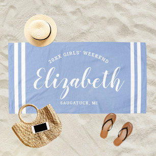 Chambray Blue Girls Weekend Personalisierter Name Strandtuch