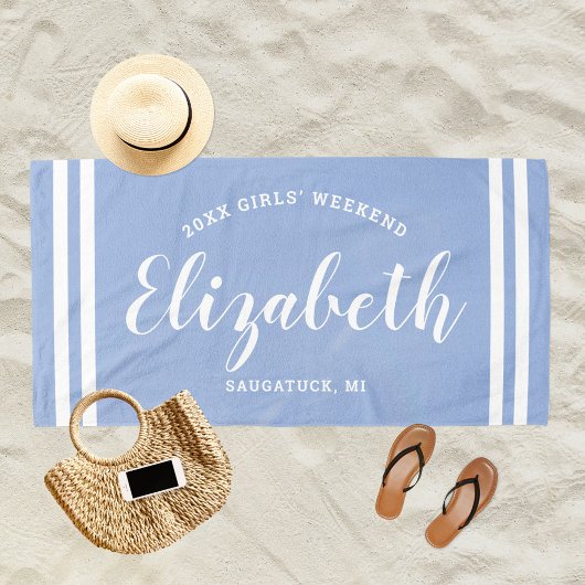 Chambray Blue Girls Weekend Personalisierter Name Strandtuch