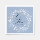 Chambray Blue White Wildblume Wreath Abschluss Serviette (Vorderseite)