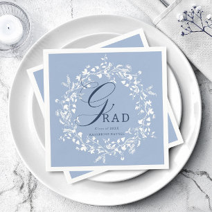 Chambray Blue White Wildblume Wreath Abschluss Serviette