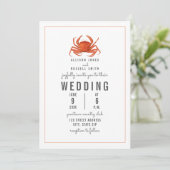 Chambray Crab Pinstripe Wedding Einladung (Stehend Vorderseite)