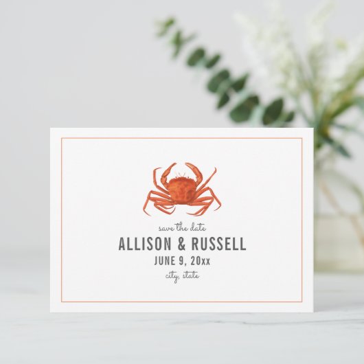 Chambray Crab Rustic Wedding speichern das Datum Save The Date (Stehend Vorderseite)