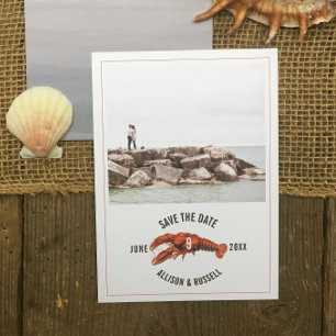 Chambray-Hummer-Rustikale Hochzeits-Foto Save The Date