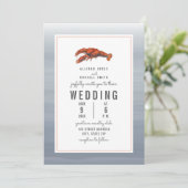 Chambray Lobster Wedding Einladung (Stehend Vorderseite)
