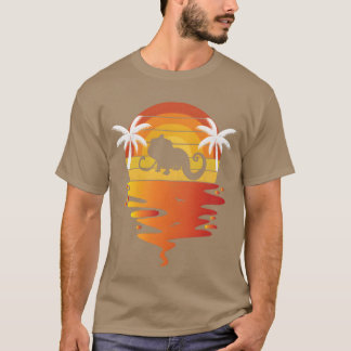 Chameleon 70er Retro-Sonnenuntergang Reptil Chamäl T-Shirt