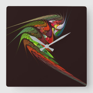 Chameleon Abstract Art Square Quadratische Wanduhr