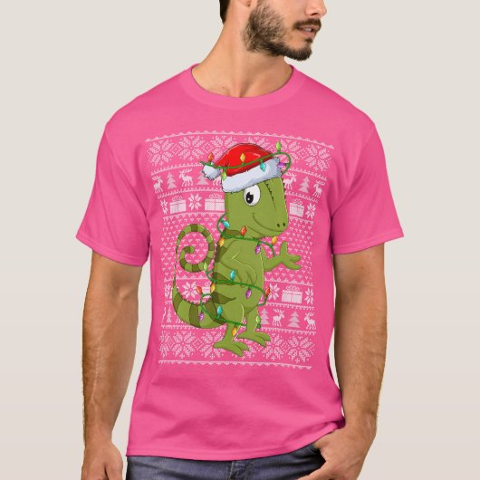 Chameleon Animal Lover Weihnachtsmannmütze Ugly Ch T-Shirt (Vorderseite)