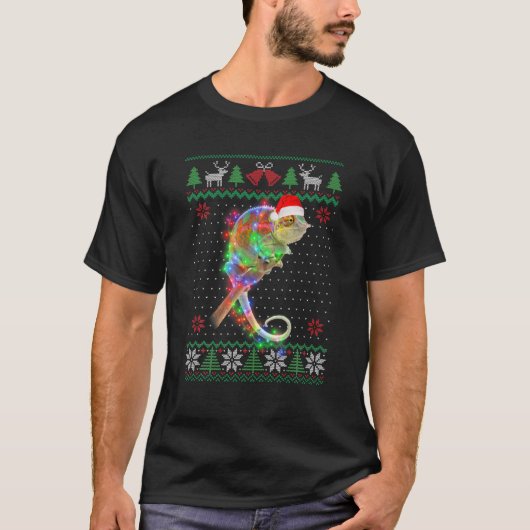Chameleon Animal Ugly Sweater Christmas Puppy Anim T-Shirt (Vorderseite)