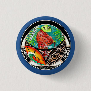 Chameleon Art Zeichnend Button