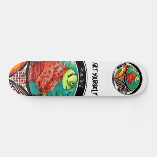 Chameleon Art Zeichnend Skateboard (Horizontal)