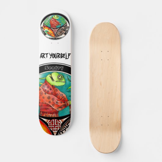 Chameleon Art Zeichnend Skateboard (Vorderseite)