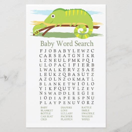 Chameleon Baby Shower Word Search Game (Vorderseite)