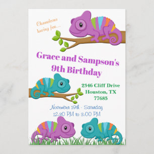 Chameleon Birthday Einladung