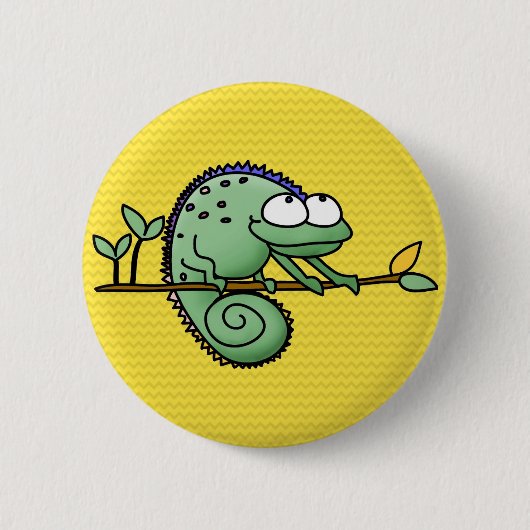 Chameleon Cartoon Lizard Niedlich Button (Vorderseite)