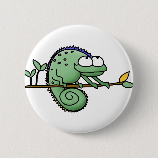 Chameleon Cartoon Lizard Niedlich Button (Vorderseite)