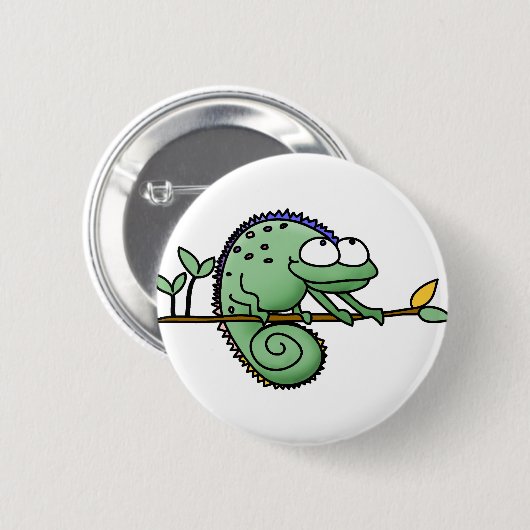 Chameleon Cartoon Lizard Niedlich Button (Vorne & Hinten)