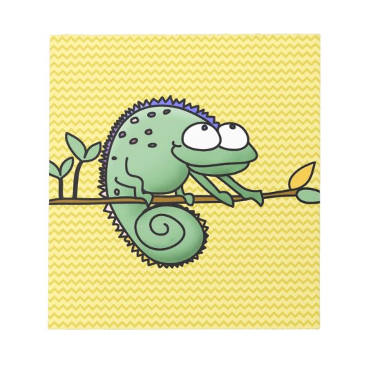 Chameleon Cartoon Lizard Niedlich Notizblock (Vorderseite)