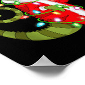 Chameleon Christmas Lights Santa Costume Cute Anim Poster (Ecke)