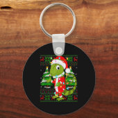 Chameleon Christmas Lights Santa Costume Ugly Xmas Schlüsselanhänger (Vorderseite)