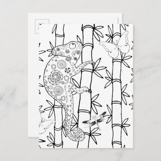 Chameleon Doodle Postkarte (Vorne/Hinten)