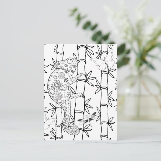 Chameleon Doodle Postkarte (Stehend Vorderseite)