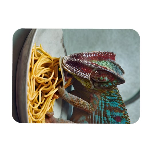 Chameleon Eating Spaghetti Magnet (Horizontal)