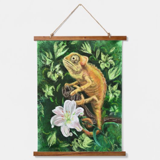 Chameleon Hanging Tapestry Wandteppich Mit Holzrahmen (Vorderseite)