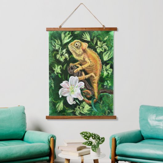 Chameleon Hanging Tapestry Wandteppich Mit Holzrahmen (Wohnzimmer)