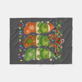 Chameleon In Christmas Socks Lights Chameleon Xmas Fleecedecke (Vorderseite (Horizontal))