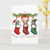 Chameleon In Christmas Socks Lights Chameleon Xmas Karte (Gelbe Blume)