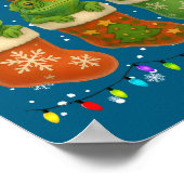 Chameleon In Christmas Socks Lights Chameleon Xmas Poster (Ecke)