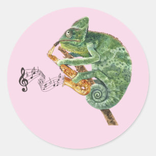 Chameleon Jazz Saxophone Classic Round Sticker