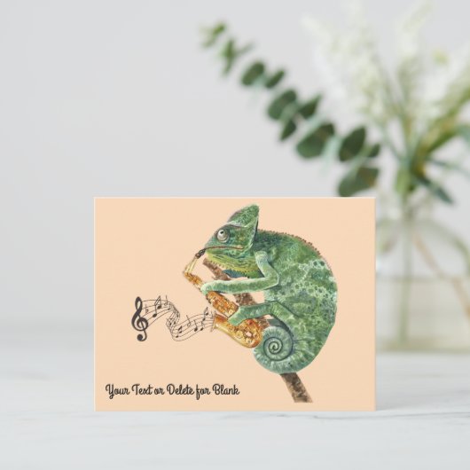 Chameleon Jazz Saxophone Custom Text Postkarte (Stehend Vorderseite)