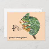 Chameleon Jazz Saxophone Custom Text Postkarte (Vorne/Hinten)