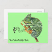 Chameleon Jazz Saxophone Custom Text Postkarte (Vorne/Hinten)