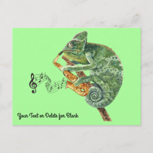 Chameleon Jazz Saxophone Custom Text Postkarte