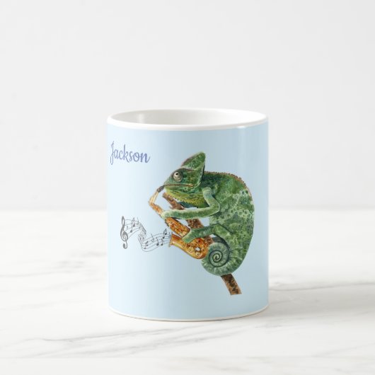 Chameleon Jazz Saxophone Music Individuelle Name Kaffeetasse (Mittel)