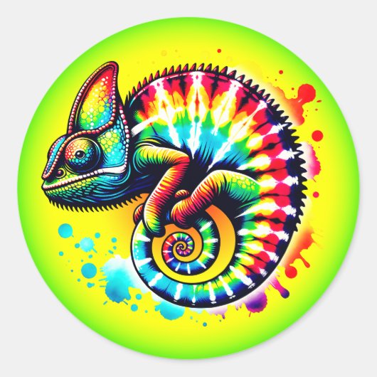 Chameleon Krawatte-Dye Runder Aufkleber (Vorderseite)