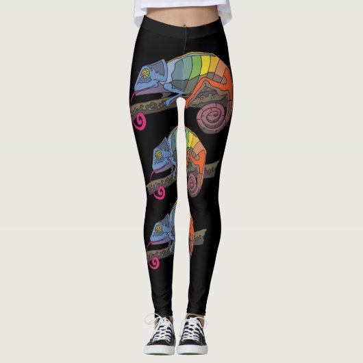 CHAMELEON LIZARD ART YOGA PANS LEGGINGS (Vorderseite)