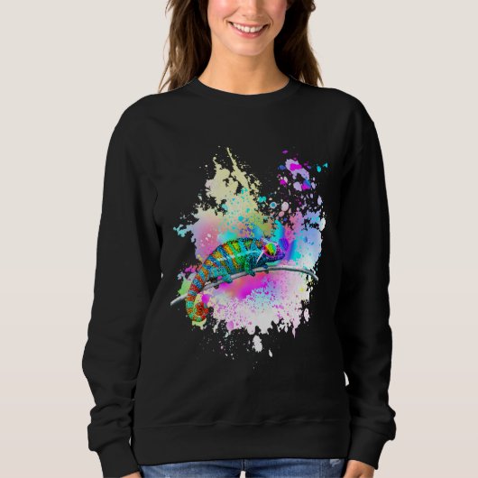 Chameleon Lizard Rainbow Heart Liebe Glasses Sungl Sweatshirt (Vorderseite)